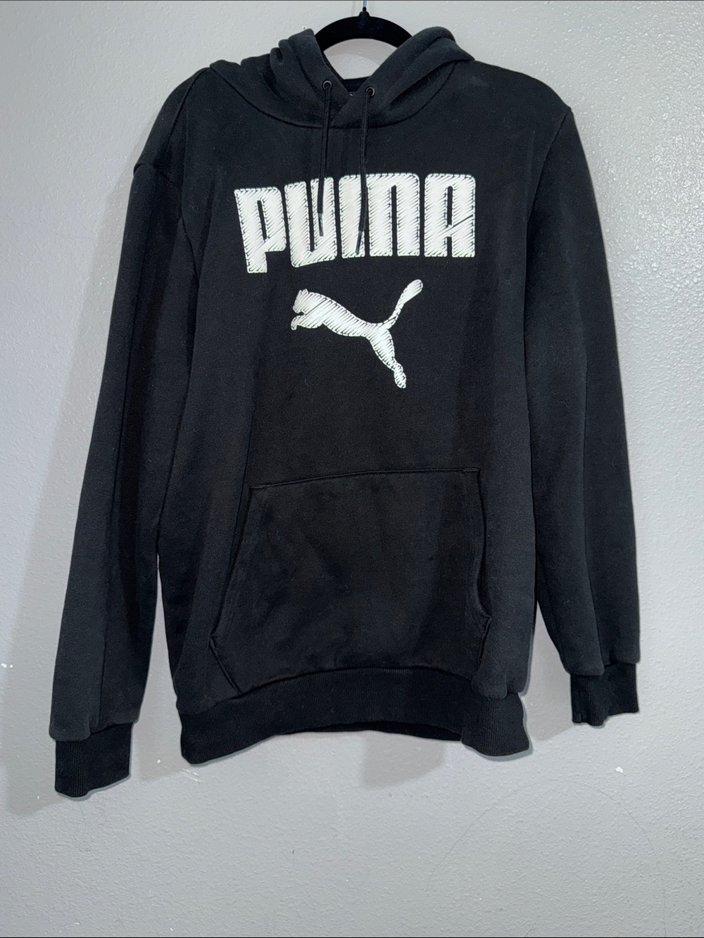 Puma Black Hoodie with White Logo Graphic